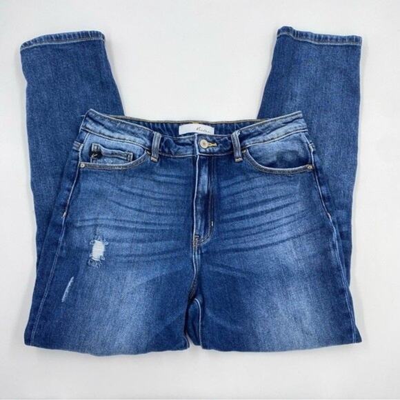 Kancan Milan High Rise Mom Jeans Distressed Busted Knee high rise - Picture 7 of 8